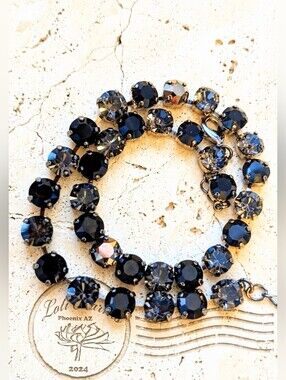 Black Jet and Gray Crystal in Classic Necklace & Earrings in Gunmetal